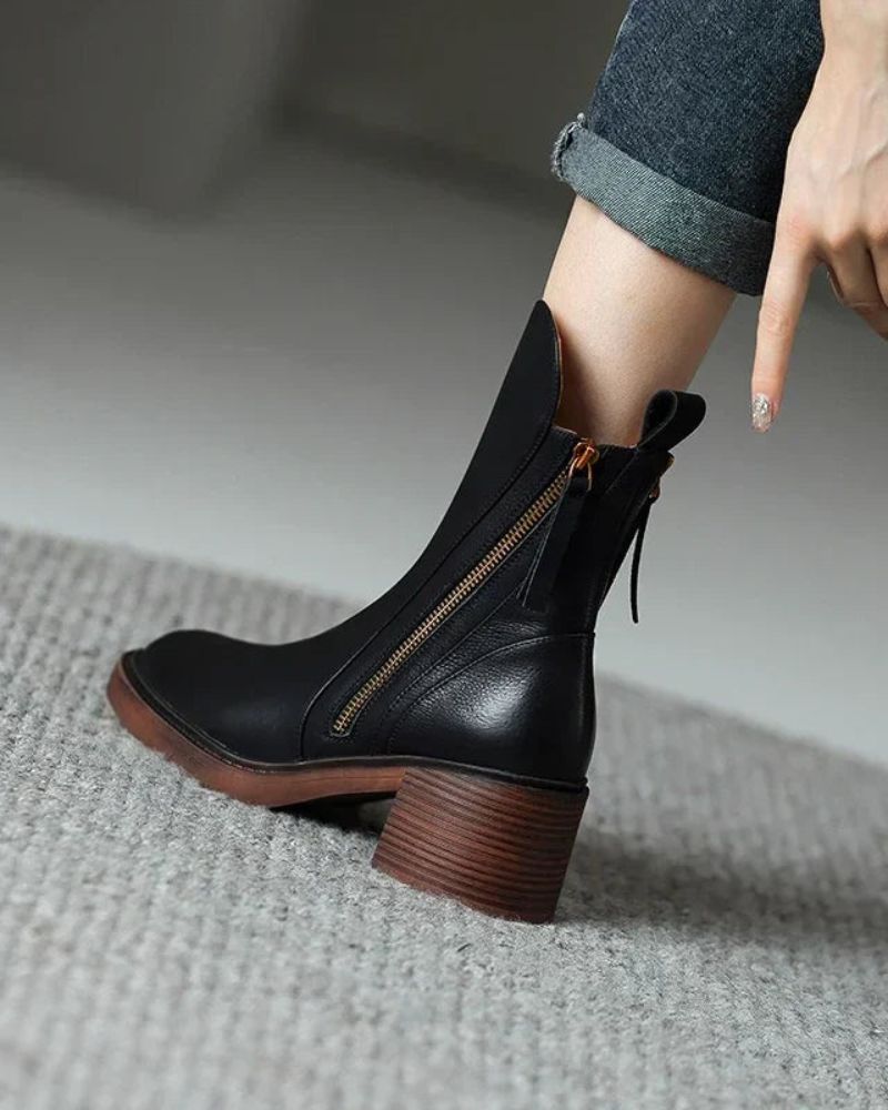 Rosa™ | Botines de Piel con Tacón Cómodo