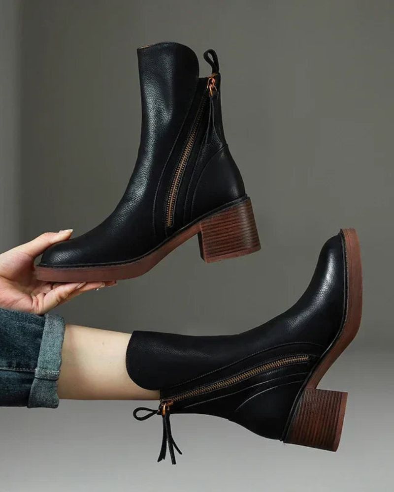 Rosa™ | Botines de Piel con Tacón Cómodo