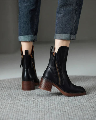 Rosa™ | Botines de Piel con Tacón Cómodo
