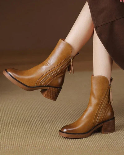 Rosa™ | Botines de Piel con Tacón Cómodo