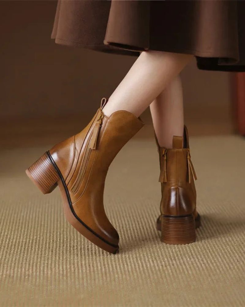 Rosa™ | Botines de Piel con Tacón Cómodo