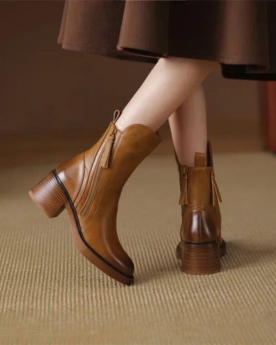 Rosa™ | Botines de Piel con Tacón Cómodo
