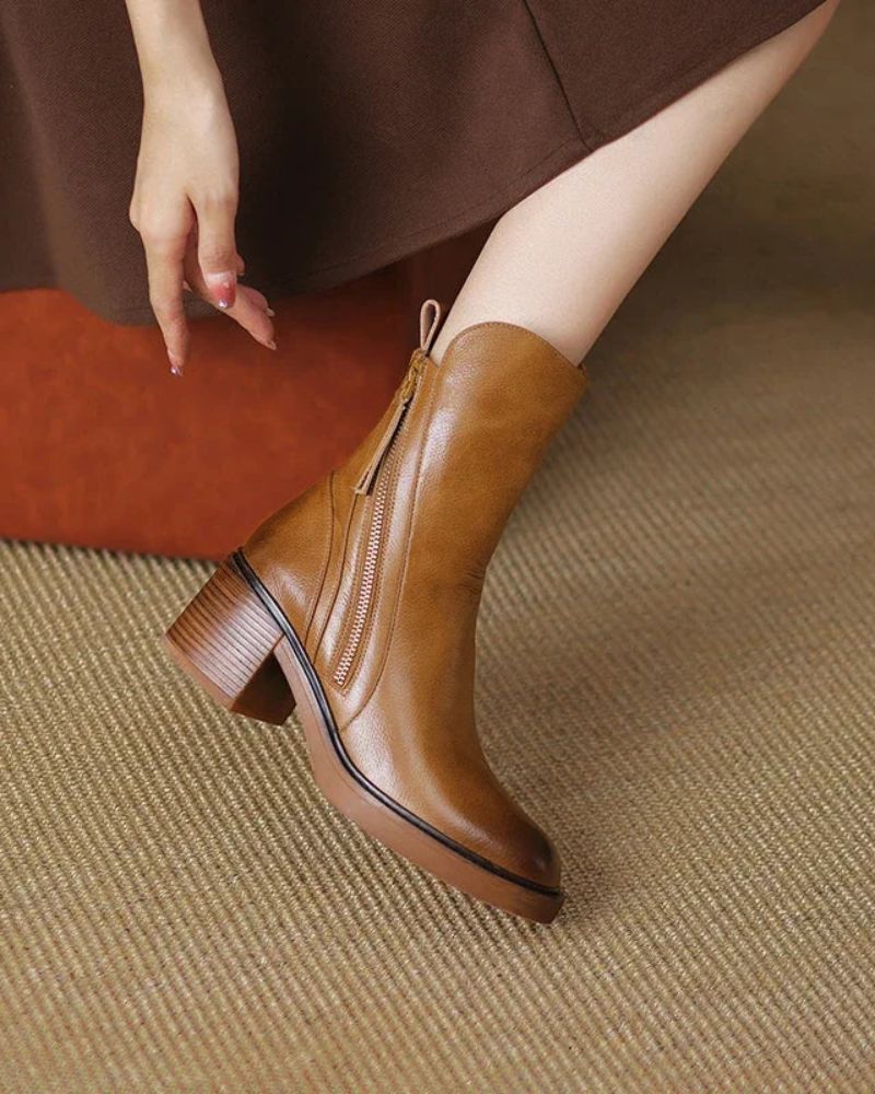 Rosa™ | Botines de Piel con Tacón Cómodo