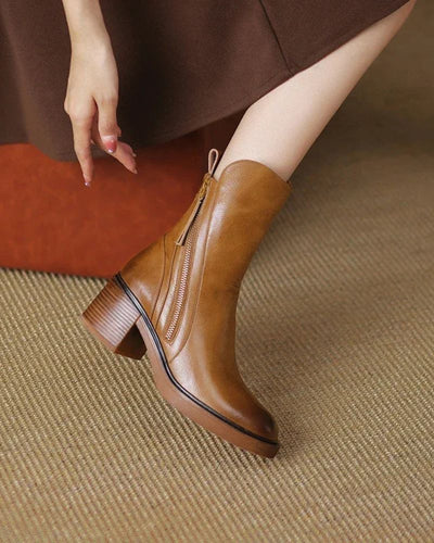 Rosa™ | Botines de Piel con Tacón Cómodo
