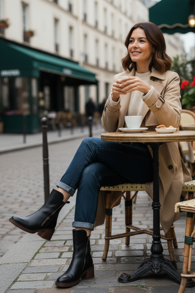Rosa™ | Botines de Piel con Tacón Cómodo