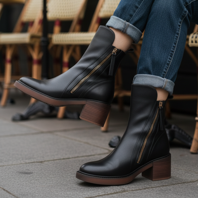 Rosa™ | Botines de Piel con Tacón Cómodo