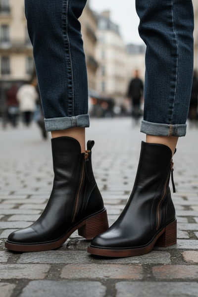 Rosa™ | Botines de Piel con Tacón Cómodo