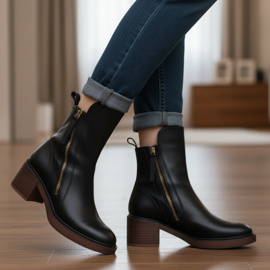 Rosa™ | Botines de Piel con Tacón Cómodo
