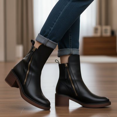 Rosa™ | Botines de Piel con Tacón Cómodo