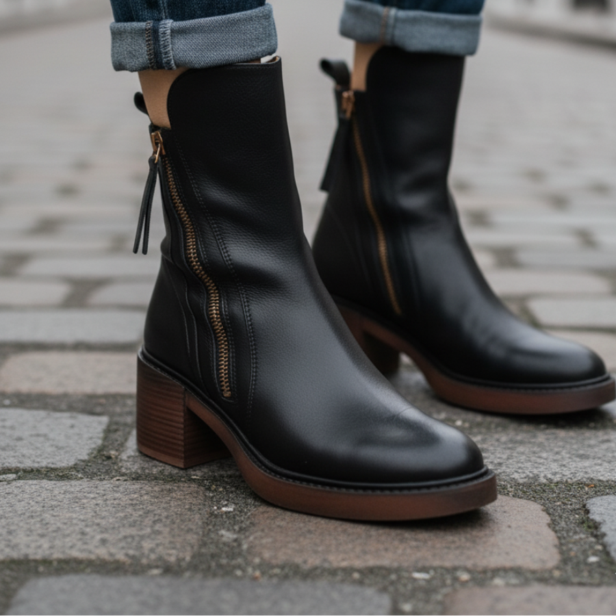 Rosa™ | Botines de Piel con Tacón Cómodo