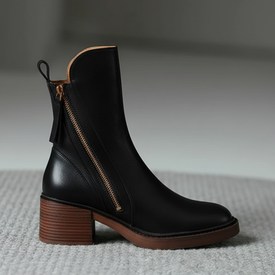 Rosa™ | Botines de Piel con Tacón Cómodo