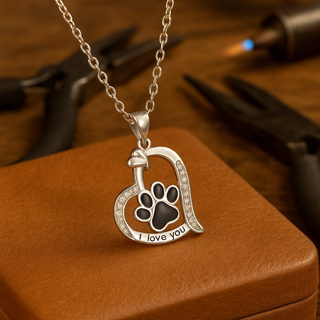 Collar con colgante de huella de pata con un toque cariñoso